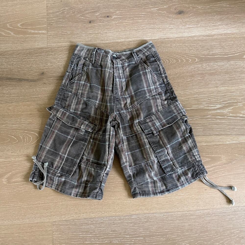 Jaded London Plaid Jorts Baggy Size 26 in Brown Tan